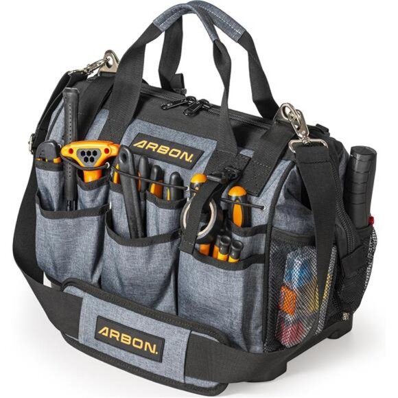 34 Pockets Tool Bag 16 Inch with Hard Waterproof Base Heavy Duty MOLLE System